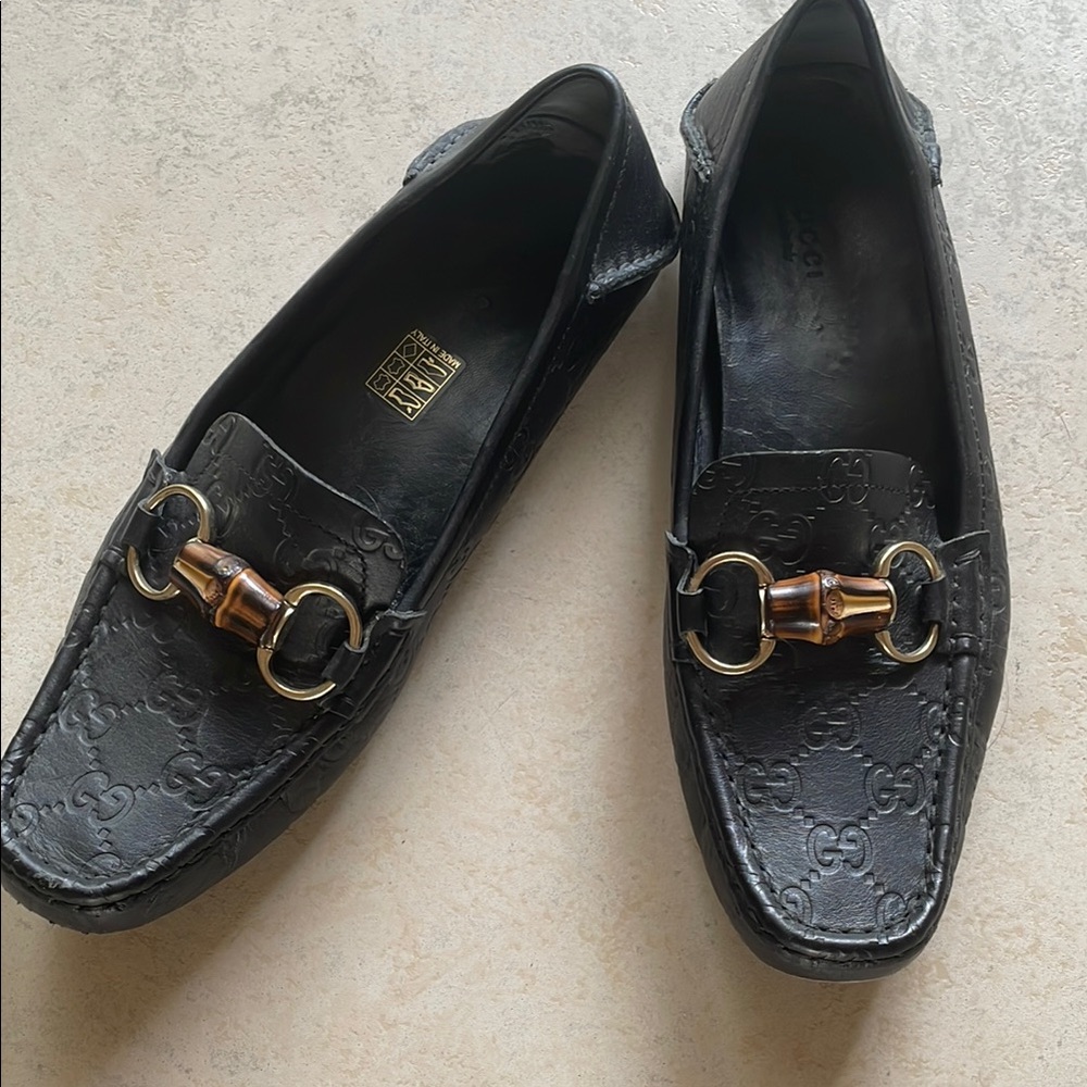 Gucci Black Loafers with Bamboo Accent
